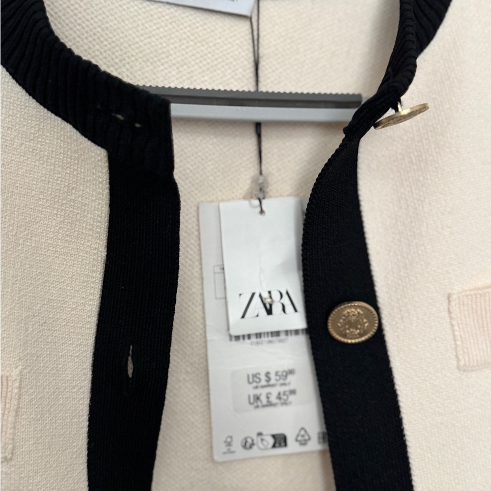 Zara Elegant Black and Cream Cardigan